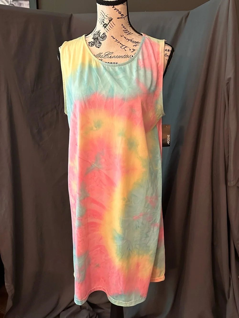 Ardene Pastel Tie-Dye Sleeveless Midi Dress - Pink/Yellow/Blue